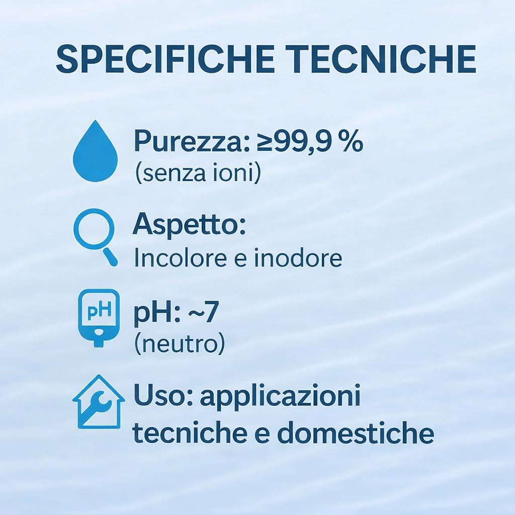 GiDeli Acqua demineralizzata 2 x 5 l acqua distillata per ferro da stiro, batterie, refrigeratore, umidificatore, acquario e laboratorio acqua senza calcare, inodore, trasparente