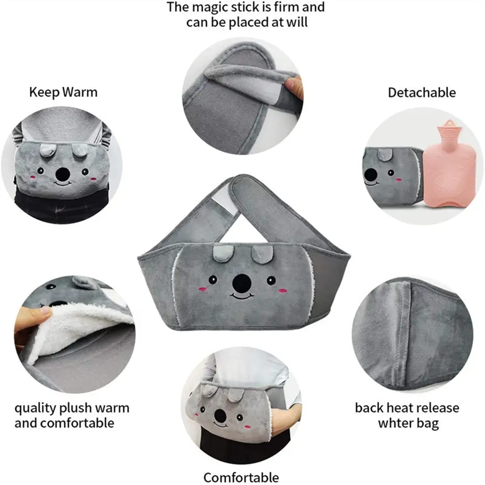 DieffematicRSD Bolsa Agua Caliente Botella de Agua Caliente con Funda Suave para la Cintura, Bolsa de Agua Caliente, Alivio del Dolor para el Cuello, Espalda, Hombros y piernas, Cintura cálida