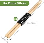 2/4/6/12 Pairs Drum Sticks, 5A Drum Sticks, Oval Wood Tip Drum Stick for Drums, Non-slip Drum Stick for Jazz Drum Electronic Drums Musical Instrument Percussion (5A, 2 Pairs)