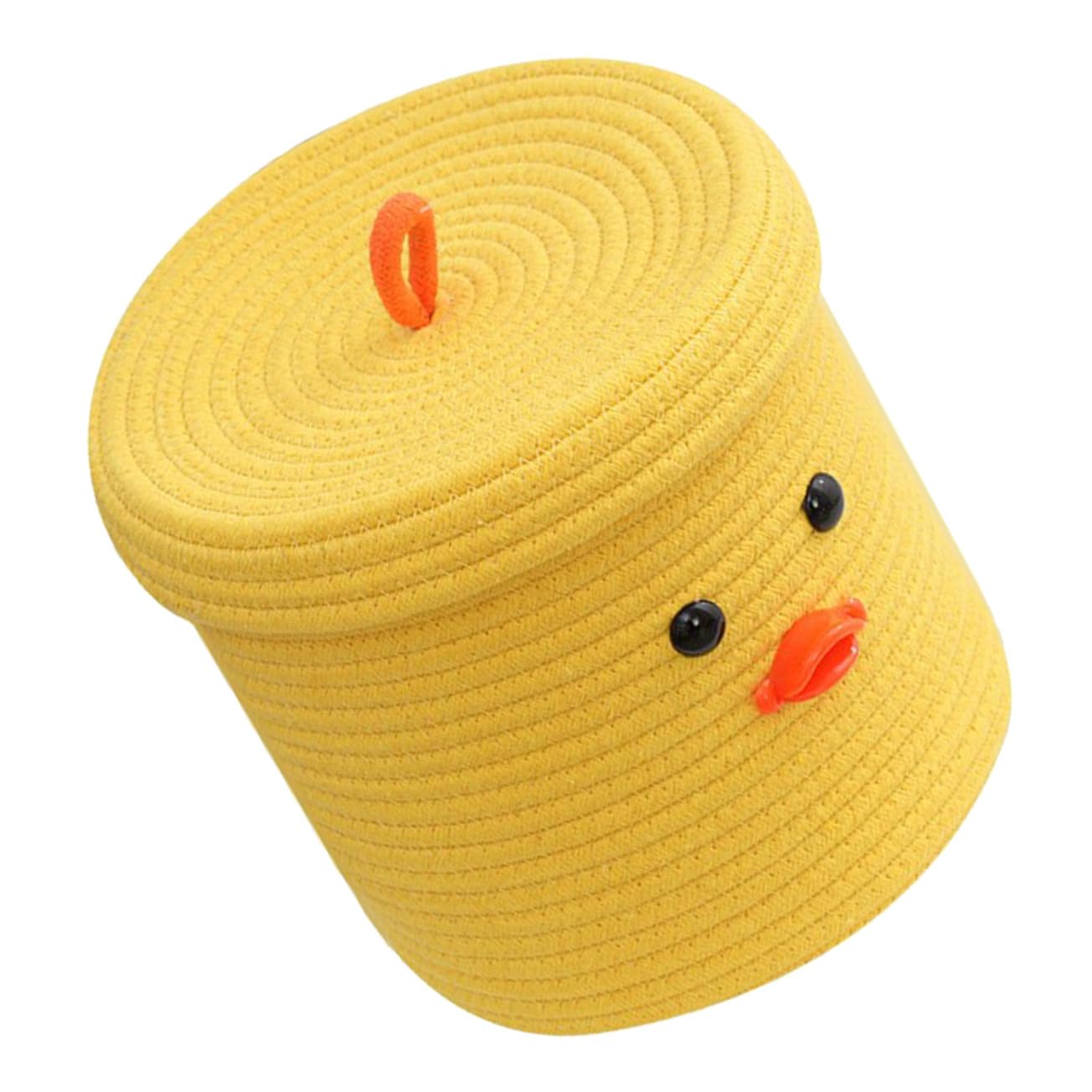 Panier de rangement en corde jaune avec couvercle pour éliminer le désordre