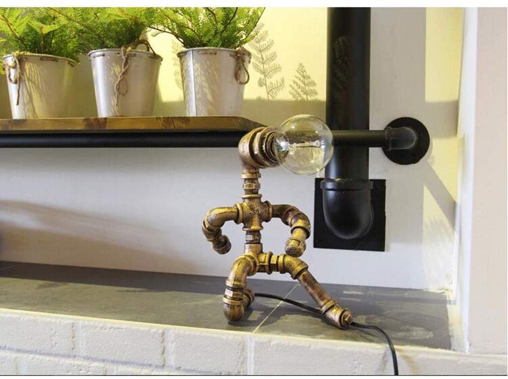 Lampa Stołowa Do Salonu Lampa Stołowa W Stylu Vintage, Retro Przemysłowe Żelazne Rury Wodne Lampa Biurkowa Lampka Nocna Lampka Nocna Sypialnia Biuro Badania Lampa Led Lampka Nocna(A)