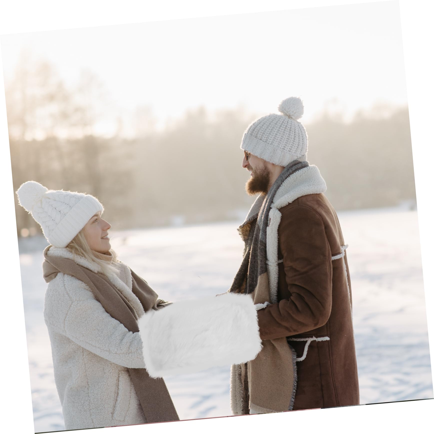 ifundom Calentador de Manos para Mujer de Piel Sintética, Blanco, Agradable y Cómodo, como Cojín, Adecuado para Invierno y Bodas