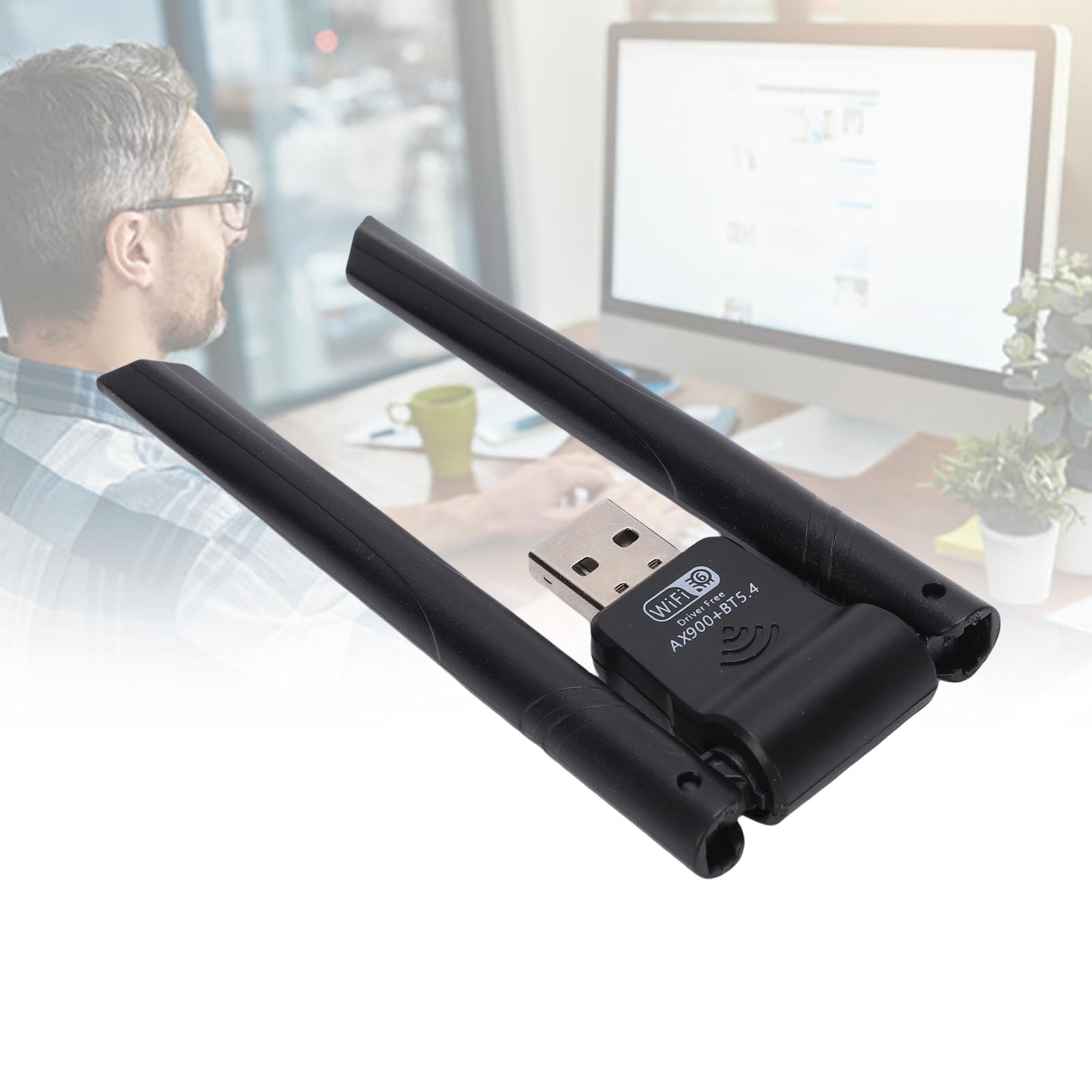 VBESTLIFE Adapter USB WiFi Bluetooth, WiFi 6 Dwuzakresowy 2.4G 286 Mb/s 5G 900 Mb/s Bezprzewodowy Adapter Sieciowy do Laptopa Komputer Stacjonarny