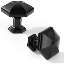 Matte Black Cabinet Knobs,Zinc Alloy Solid Dresser Single Hole Cabinet Pull Drawer Knob Hardware for Bedroom, Kitchen 6 Pack 2586