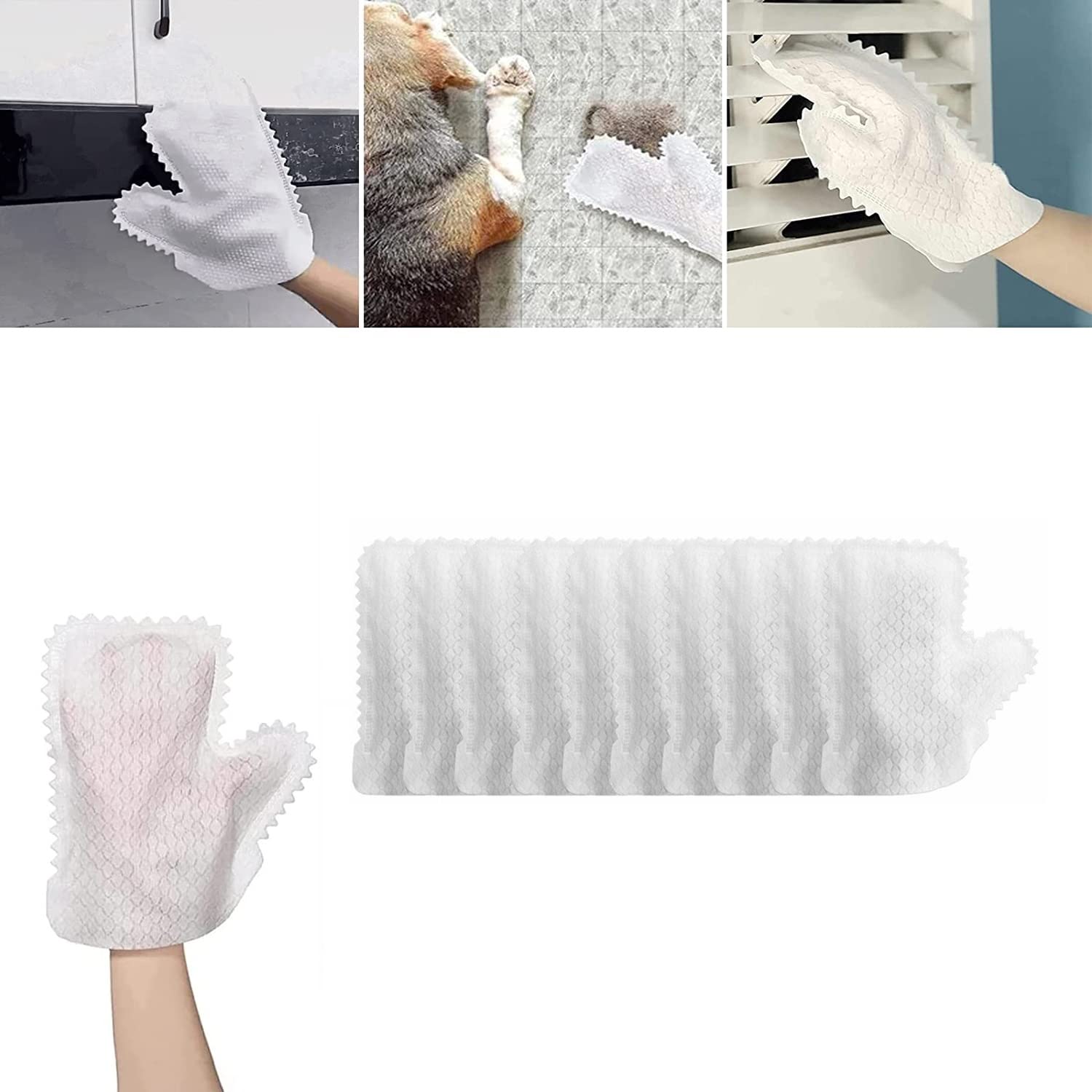 Home Dust Removal Gloves, Microfiber Fish Scale Cleaning Duster Glove, Washable, Reusable Wet & Dry Kitchen Mitt