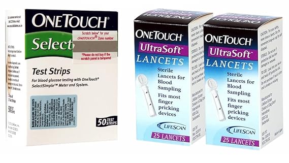 OneTouch Select Test Strips 50s Pack + 2 * 25's OneTouch Ultrasoft Lancets