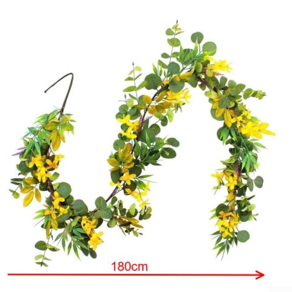 Realistische künstliche Eukalyptus- und Pfingstrosenranke, 180 cm, Seidenblumengirlande für Hochzeitsbogen, Party, Zuhause, Wandbehang
