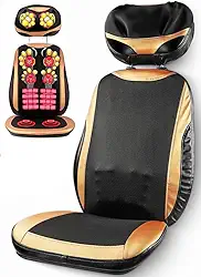 Cadeira de Massagem Preto e Dourado, Esteira Massageadora, 12 Pontos de Massagem, com Controle Remoto, Apoio de Cabeça Ajustável, Múltiplos Níveis de Intensidade, Cadeira de Massageadora Eletrica
