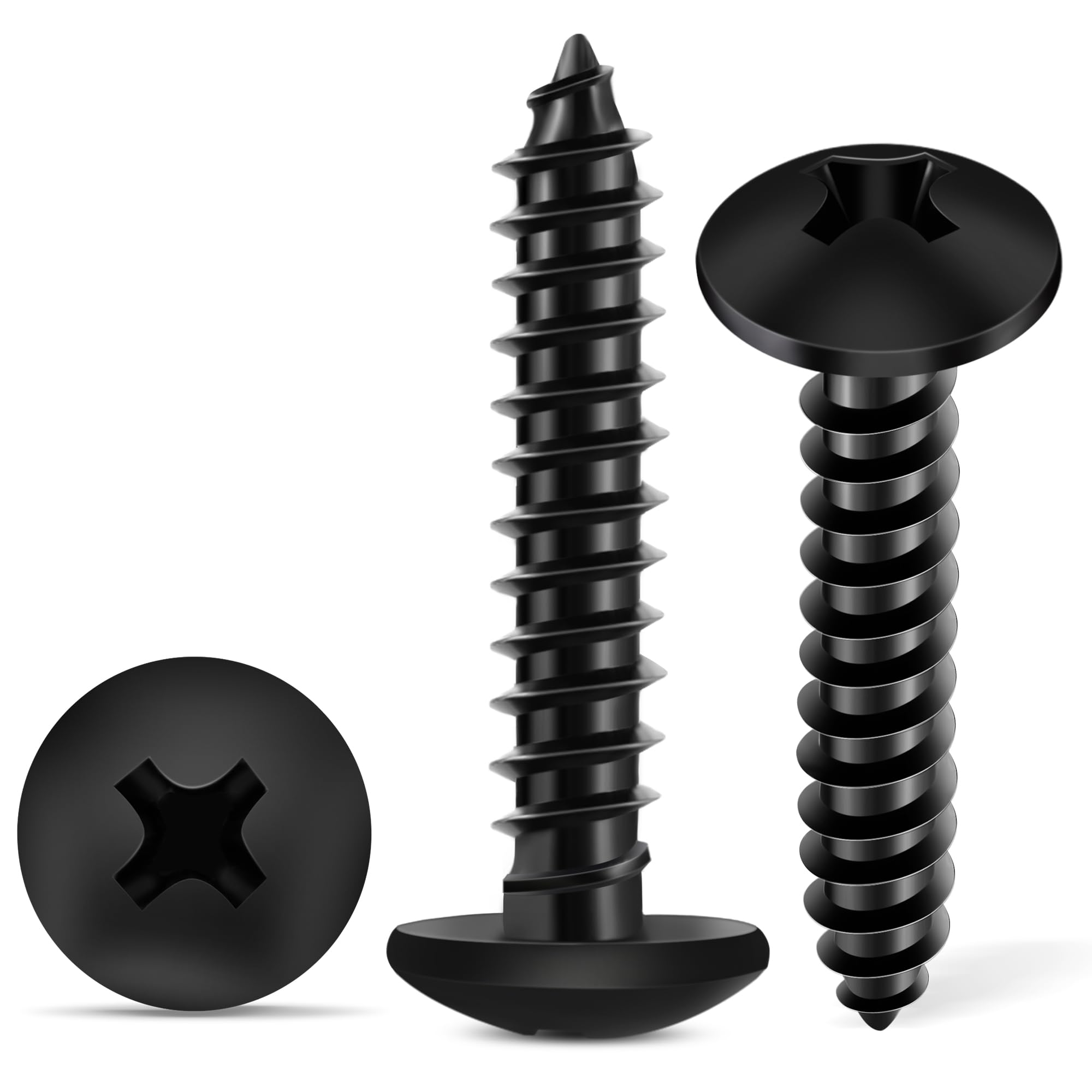100 Stück 3,5 x 45 mm Linsenkopf Blechschrauben, PH2, Selbstschneidend, Edelstahl A2, Schwarz Beschichtet, Korrosionsbeständig Universalschrauben - TPOHH