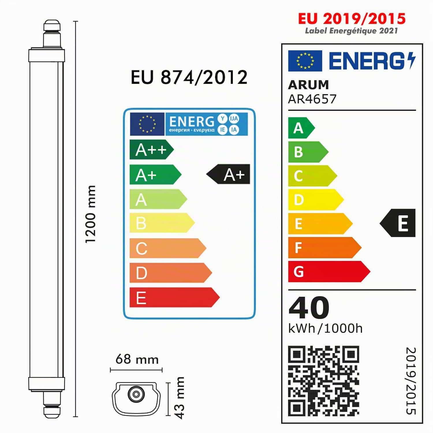 Arum LIGHTING - Lot de 8 Réglettes LED Étanches PANAMA, 120 cm, 40W (4500 Lm), Blanc Neutre 4000K, Étanche IP65, Interconnectables, Luminaire Puissant pour Garage et Atelier