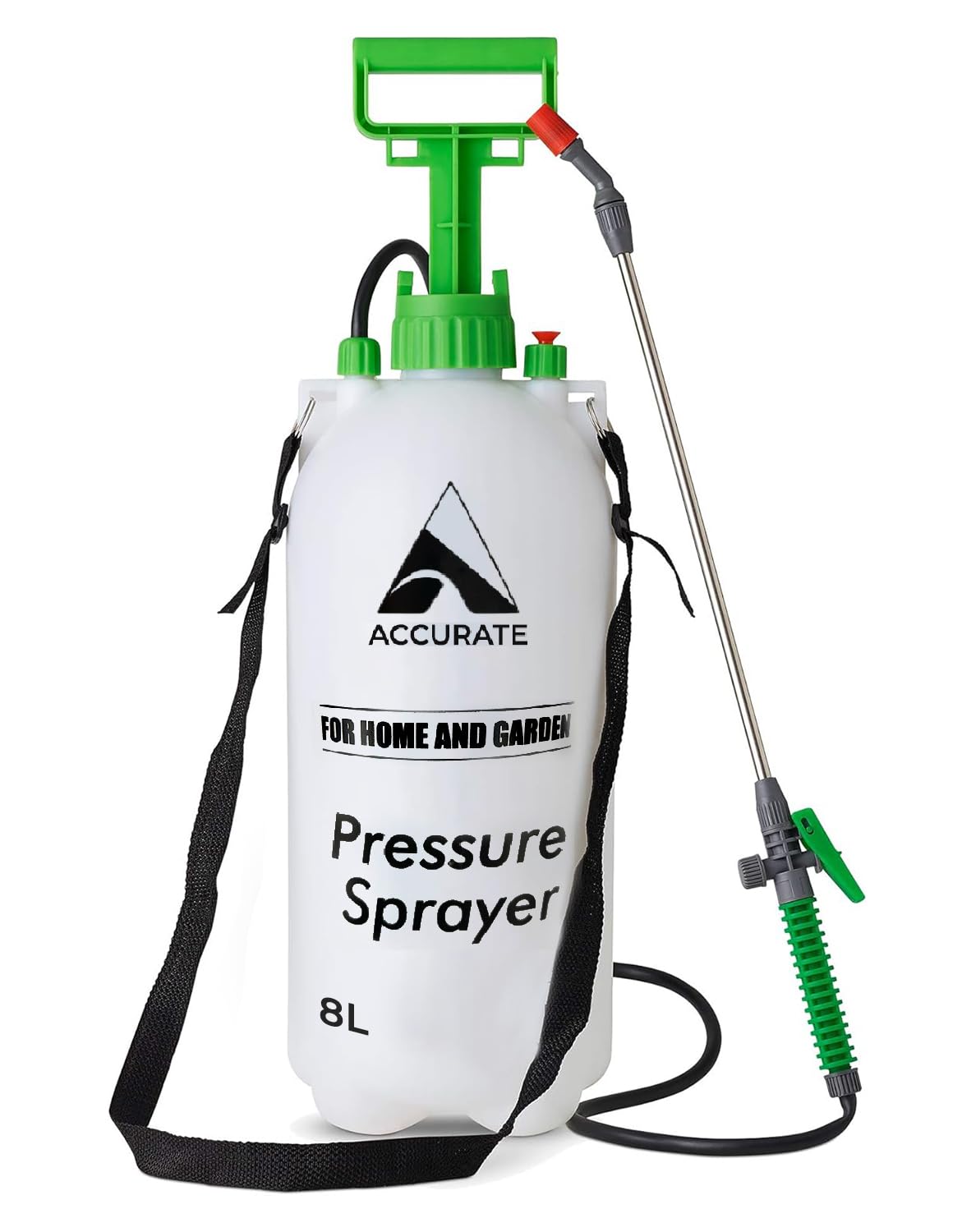 Accurate 8 Litre Garden Pressure Sprayer, Weed Killer, Water Pump Sprayer Ideal for Spraying Water, Fertiliser, Detergent and Preservatives