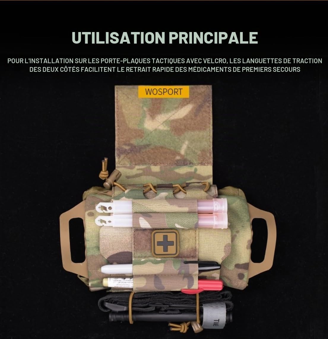Peminkoo Pochette Militaire Tactique à déploiement Rapide Kits médicaux lFAK adaptés au Gilet de Chasse Airsoft Sac de Survie d'urgence équipement de Camping en Plein air