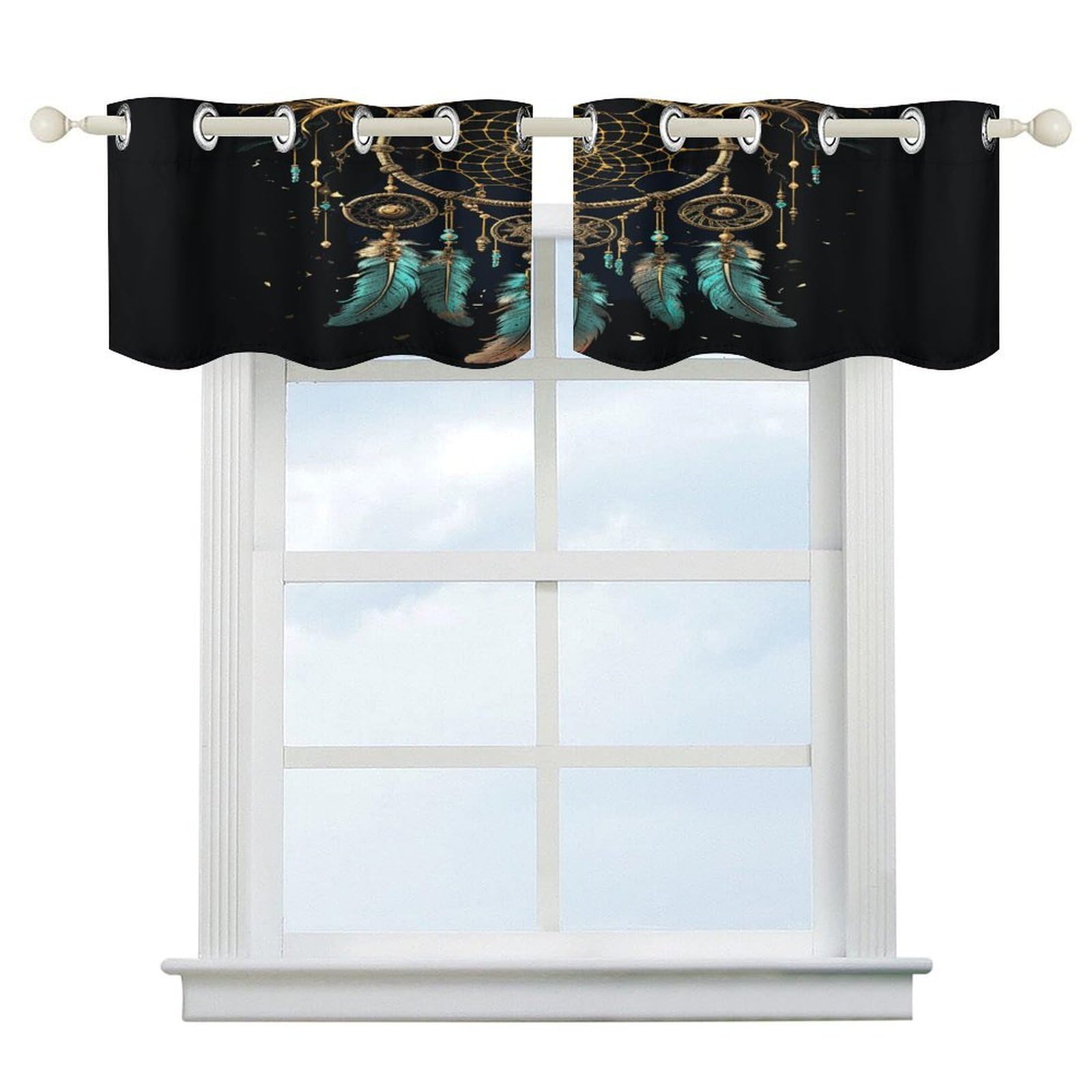 Fekiloot Style Dark Dream Catcher Short Curtains Valance Curtain