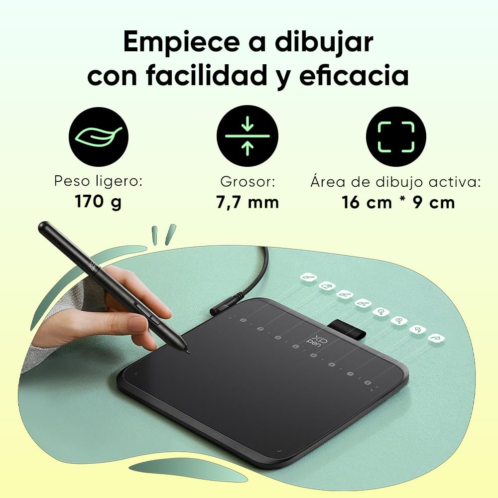 XPPen Deco 640 Tableta Gráfica Dibujo Digital con Lápiz 16384 Niveles de Presión 8 Teclas Personalizadas Virtuales, Tableta de Dibujo para OSU Compatible con Windows, macOS, Android, Chrome OS, Linux