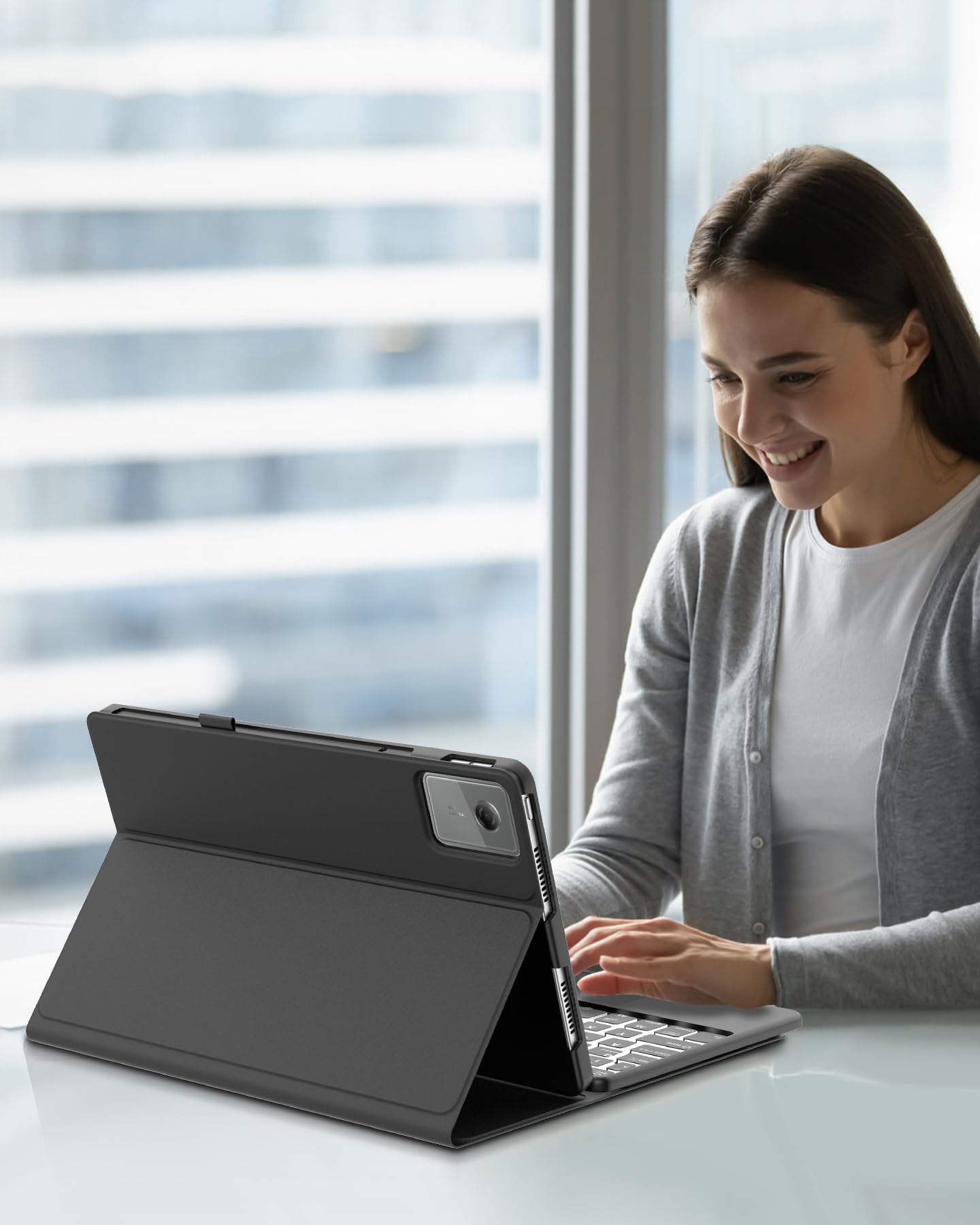 Für Lenovo Idea Tab 11" Hülle mit Touchpad & Beleuchtung QWERTZ | Mit 7-Farben Beleuchtung & Touchpad - Premium für Produktivität, Für Lenovo Idea Tab 11 Hülle mit Tastatur Schwarz