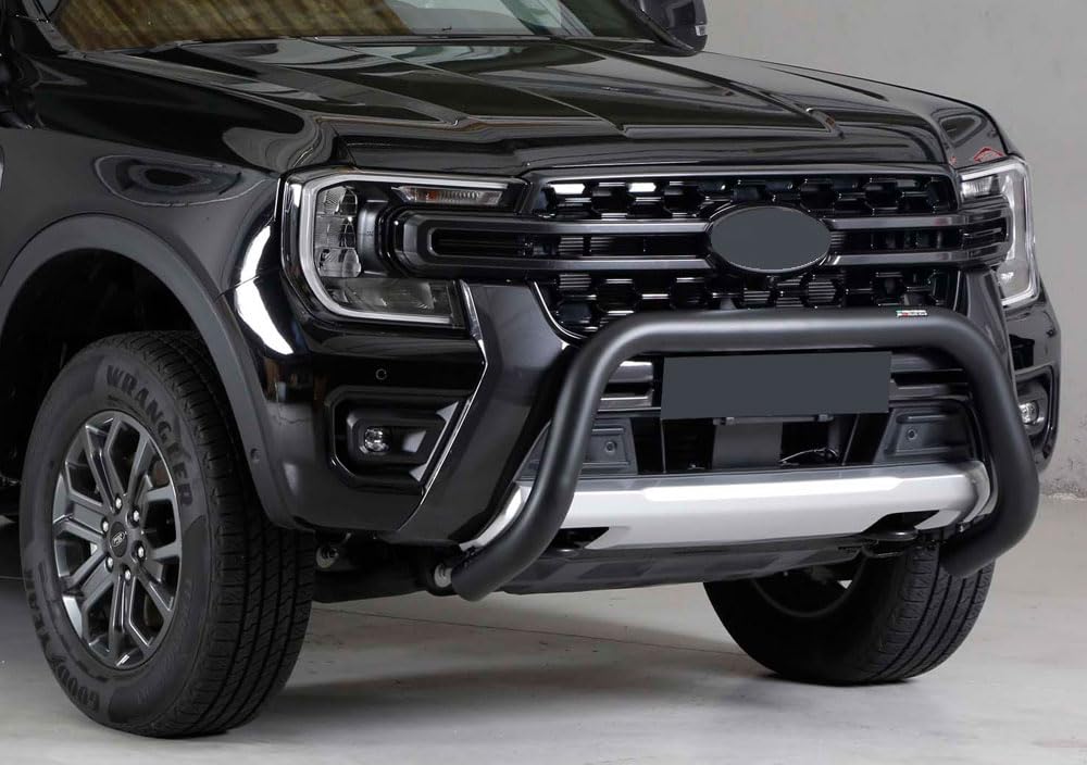 Barra di protezione anteriore nera Misutonida da 76 mm con omologazione CE, compatibile con Ford Ranger T9 (2023-) Bull Bar Barra anteriore Ram Bar
