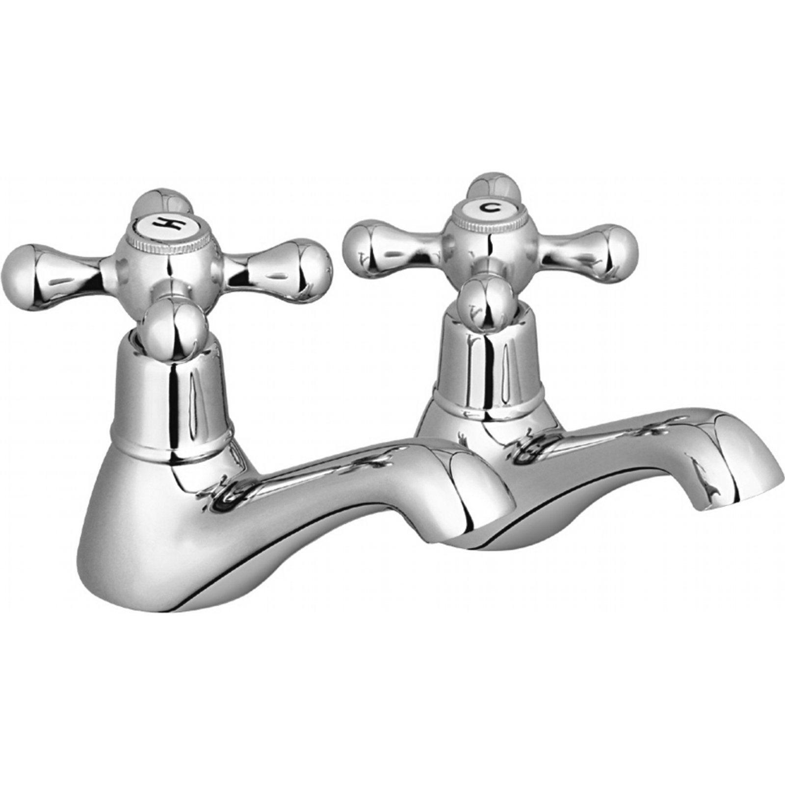 ENKI Twin Hot Cold Basin Taps New Bathroom Period Victorian Plumbing Chrome WINDSOR