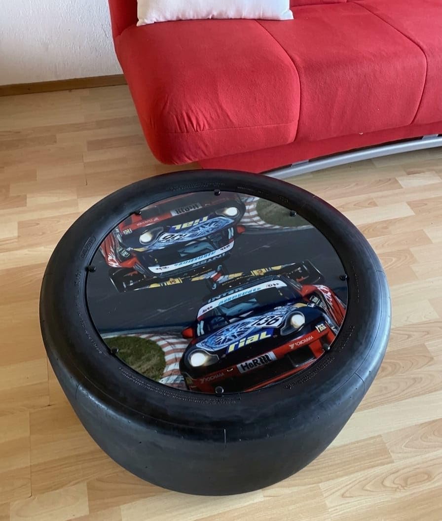 Beistelltisch aus Racing Slick/Rennreifen org. aus der Tourenwagenmeisterschaft, GT Masters