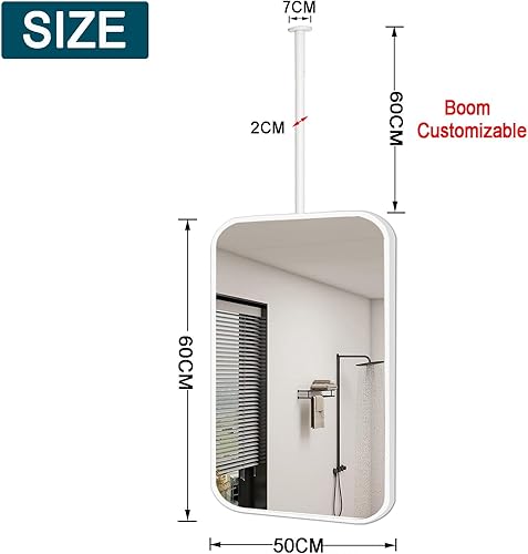 Miniatura 2 de Bathroom Mirror for Wall, Metal Frame Vanity Mirror with Wall Mount, Ceiling Hanging Makeup Mirror for Bedroom, Living Room, Flaoting Decorative