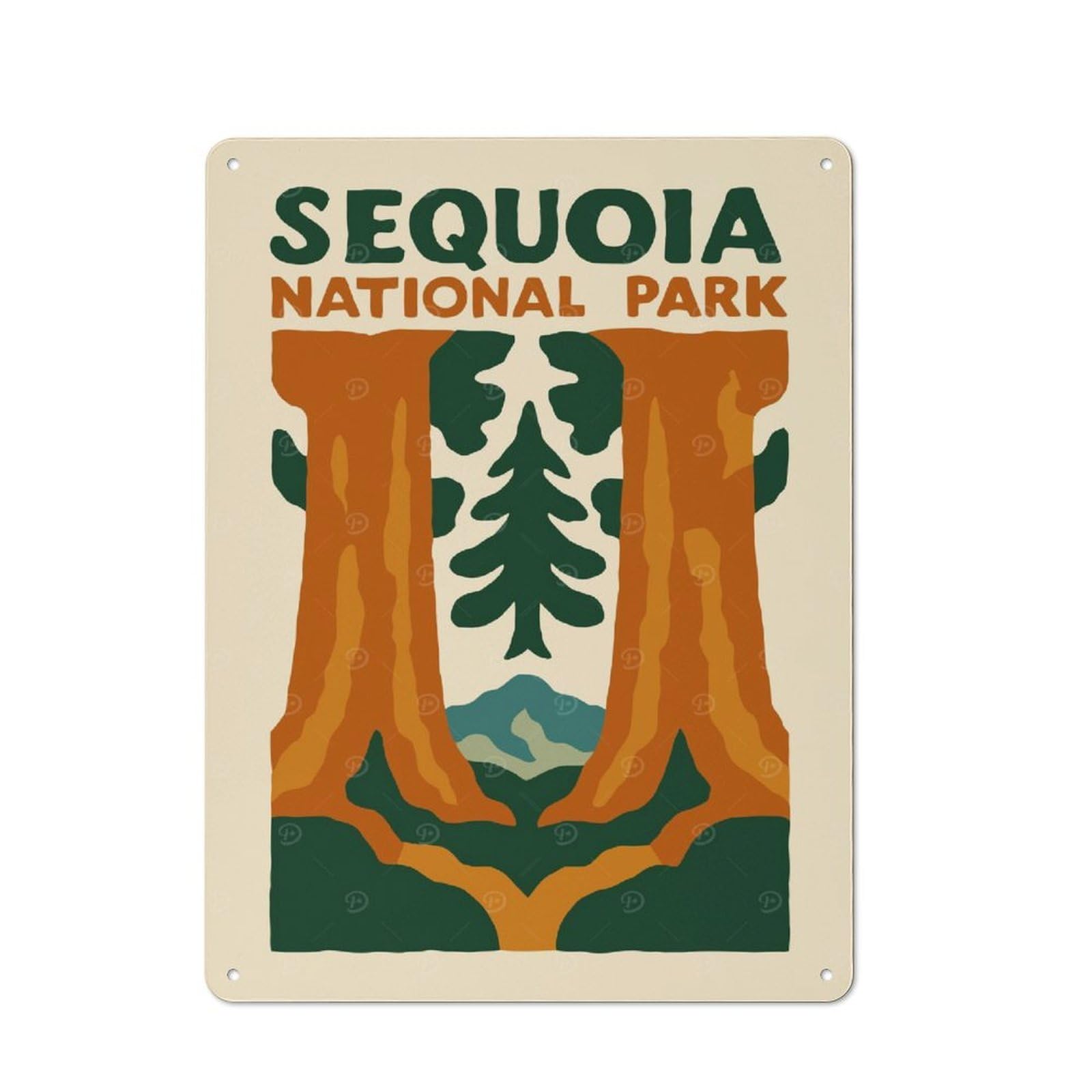 Junmoney Style-10 Vintage Tin Sign 40X30cm With Sequoia National Park Poster For Garage Or Workshop, For Vintage Wall Decor Fans, For Garage And Workshop Walls