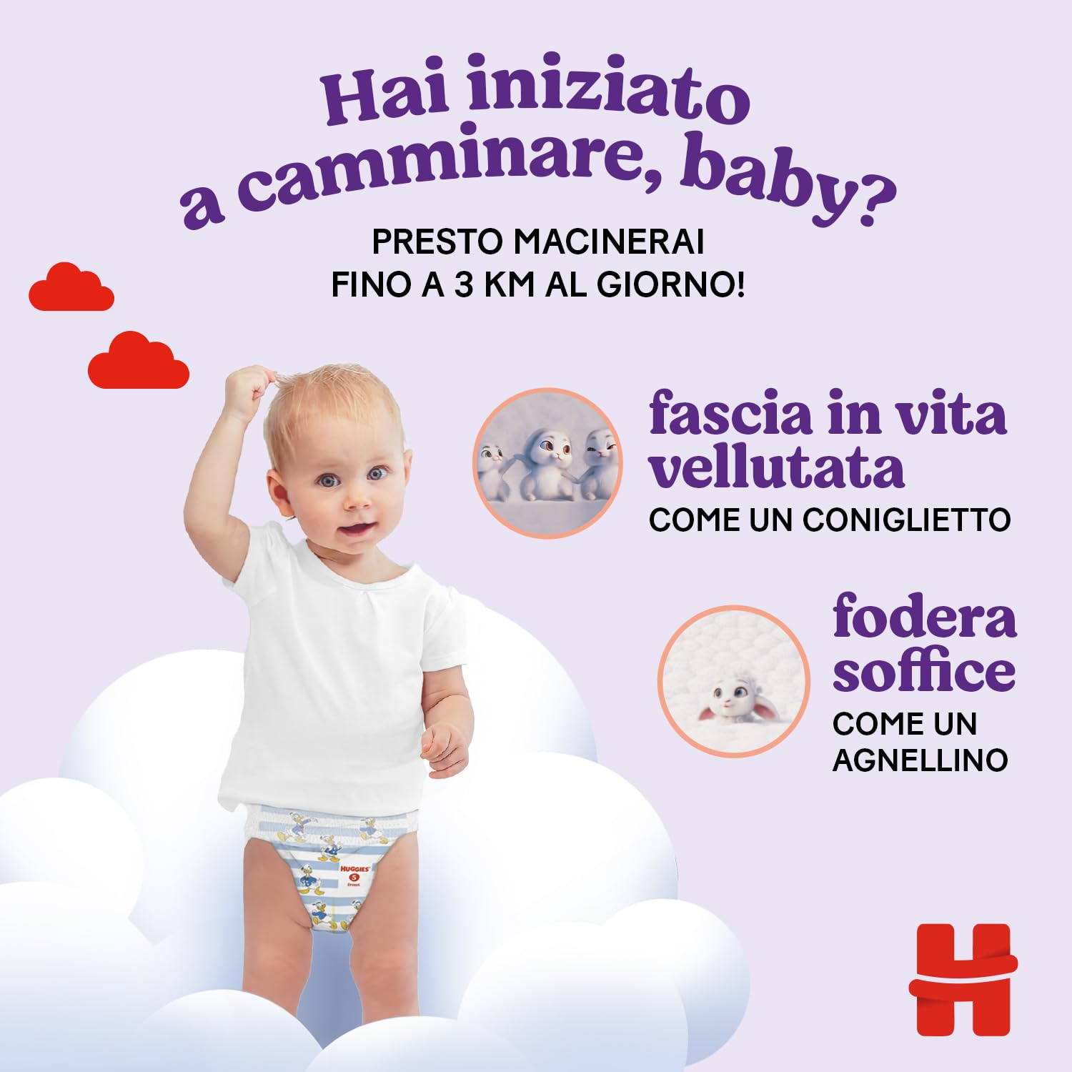 Huggies Little Movers Lot de 52 couches pour bébé Taille 6 (15-25 Kg), Ultra absorbante, Design Disney, Lot de 52