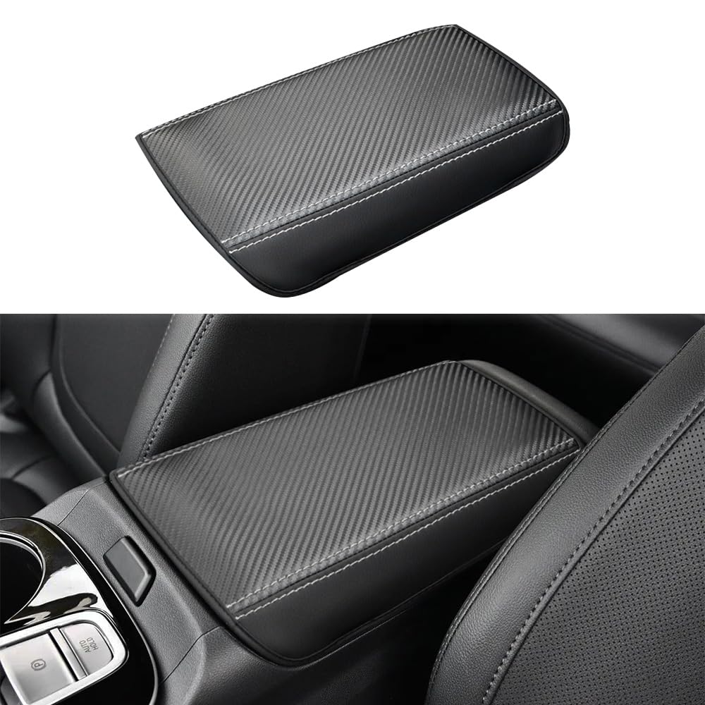 Black Synthetic Leather Center Console Armrest Cover For 2010-2015 Hyundai Tucson