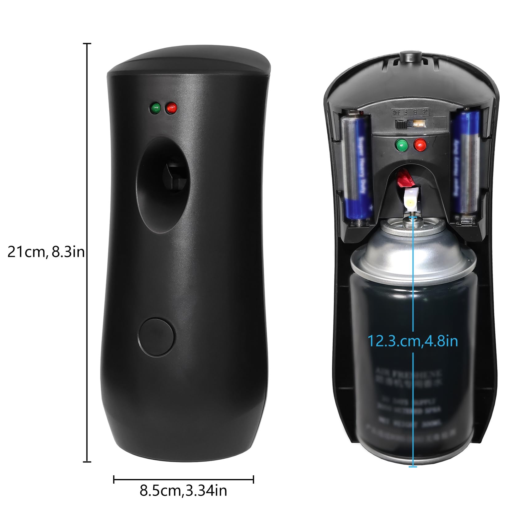Dispensador automático de fragancia, dispensador automático de aroma, de pie o montado en la pared para el hogar, interior, baños, oficinas, hoteles y lugares comerciales (4 unidades) (negro)