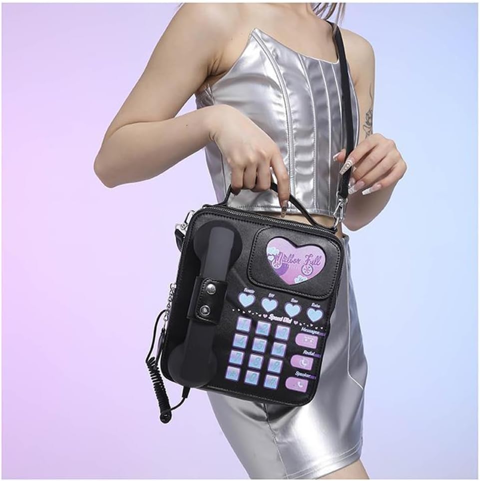 Sister Amy® Retro Dial Telephone Crossbody Shoulder Bag – Vintage-Inspired Design with Movable Microphone - Image 2