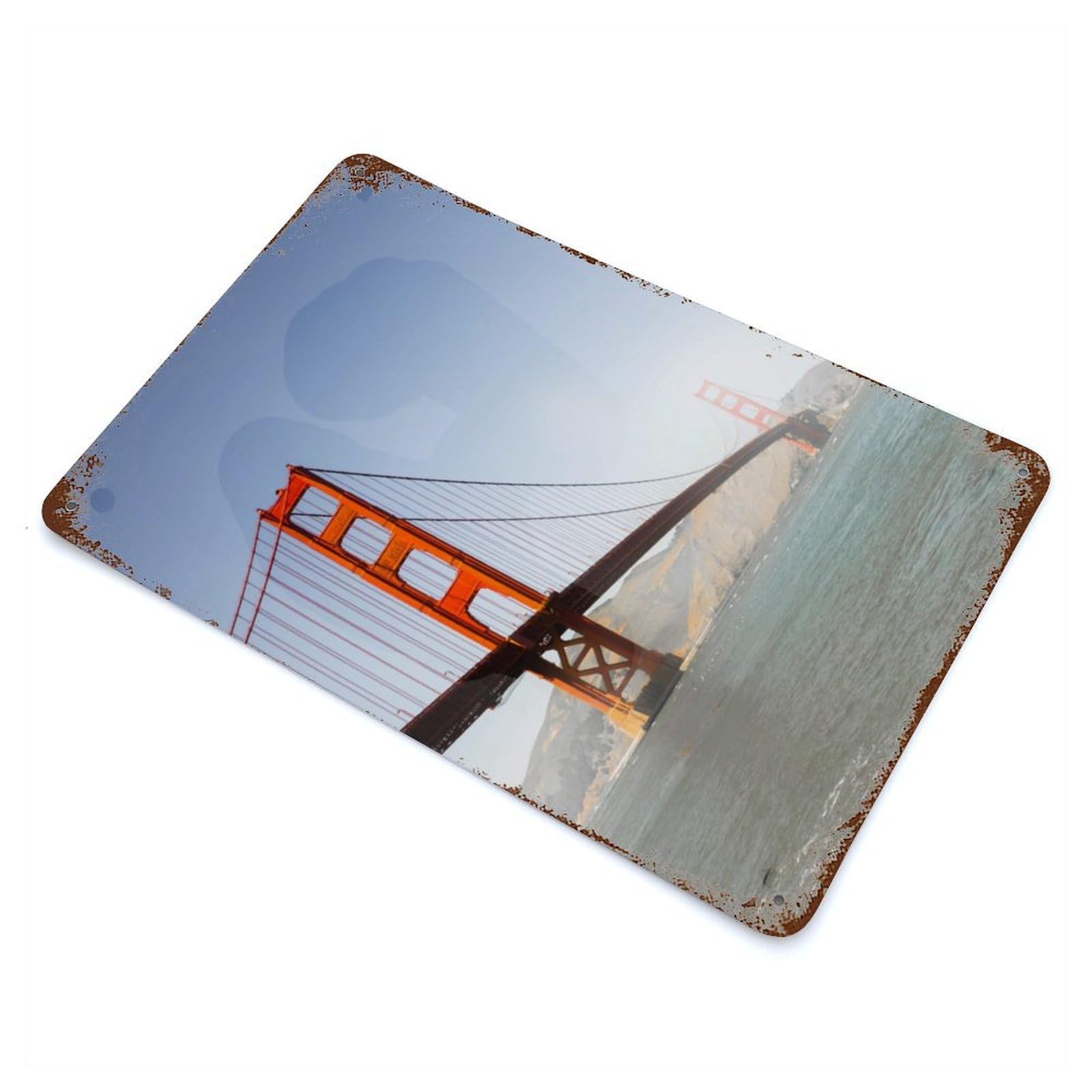 Garage Style Golden Gate Bridge Rust Effect Tin Sign 11.8"x7.9", Vintage Wall Decor for Bar And Workshop