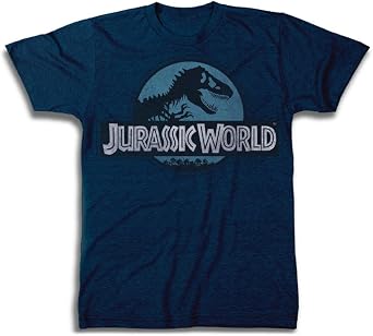 Jurassic Park Mens Jurassic World Logo T-Shirt, Heather Navy, X-Large