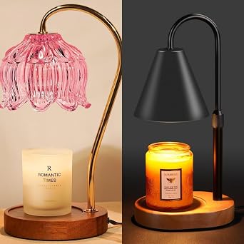 Candle Warmer Lamp With Timer Dimmable, Christmas Birthday Gifts for Women Mom, Modern Candle Lamp, Black Candle Warmer for Jar Scented Candles, Home Decor, Vintage Wax Melt Warmer with 2 Bulbs