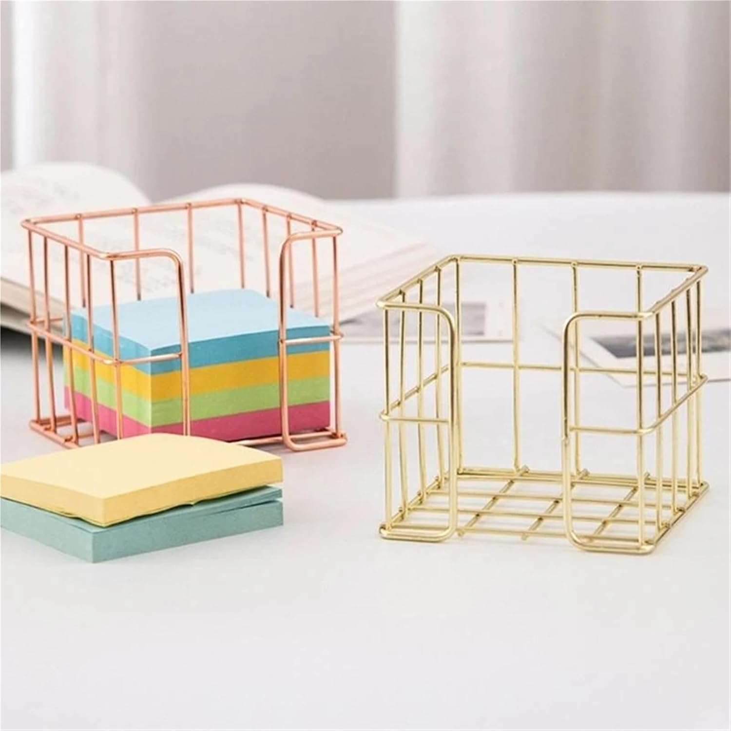 Sticky Note Holder 3pcs Iron Note Holder 27x95x80mm Metal Mesh Storage Box Memo Pad Block Notepads for Desk Organization