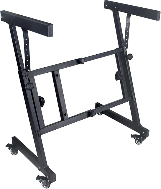 GLEAM Keyboard Stand - Z Style Adjustable Heavy Duty Piano Stand with Wheels (Fits 54-88 Key Electric Pianos)