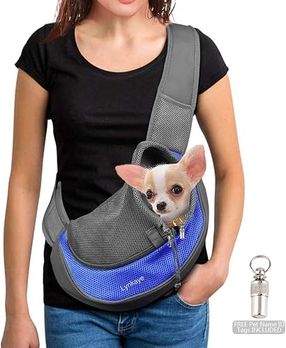 Miniatura 8 de Lynkaye Bolsa transportadora para perros y mascotas, bolsa de viaje para perros pequeños, gatos, correa ajustable, manos libres, bolsa de papoose