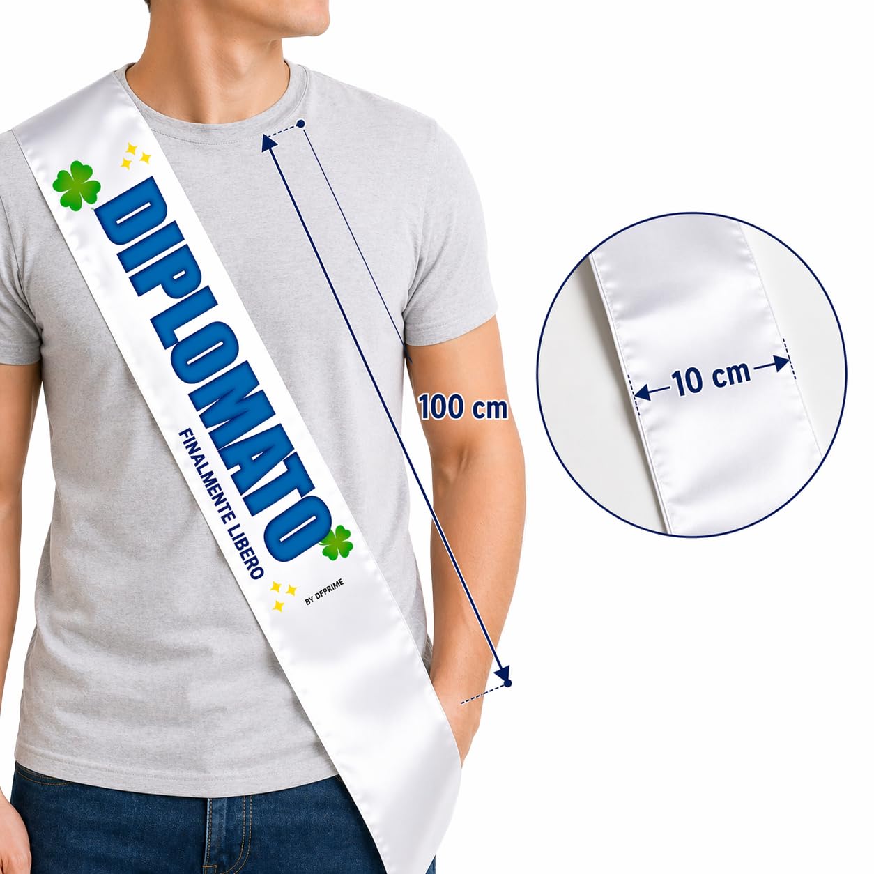 FASCIA DIPLOMATO – Finalmente Libero – Fascia Divertente per Festa di Diploma – Gadget Ironico per Diplomato – Regalo Originale Uomo