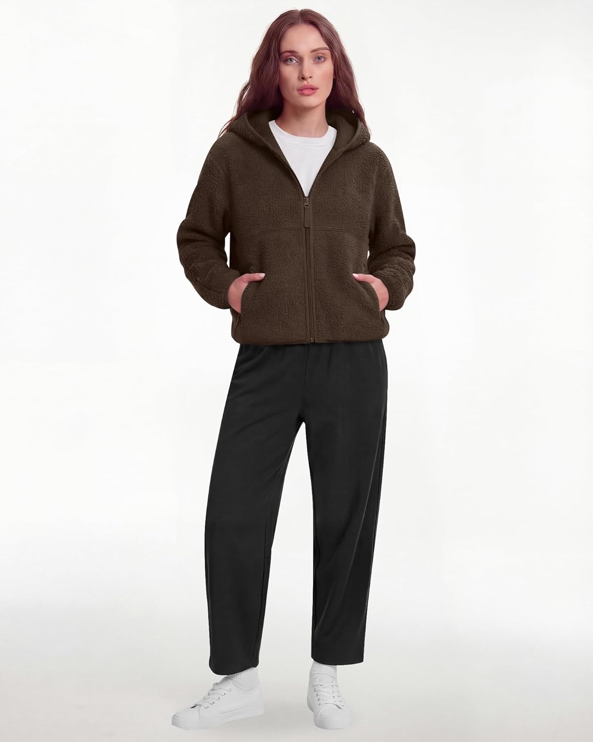 Locachy Women's Cozy Sherpa Fleece Winter Warm Hoodies Cute Casual Zipper Coat with Pockets Fashion Spring Outwear