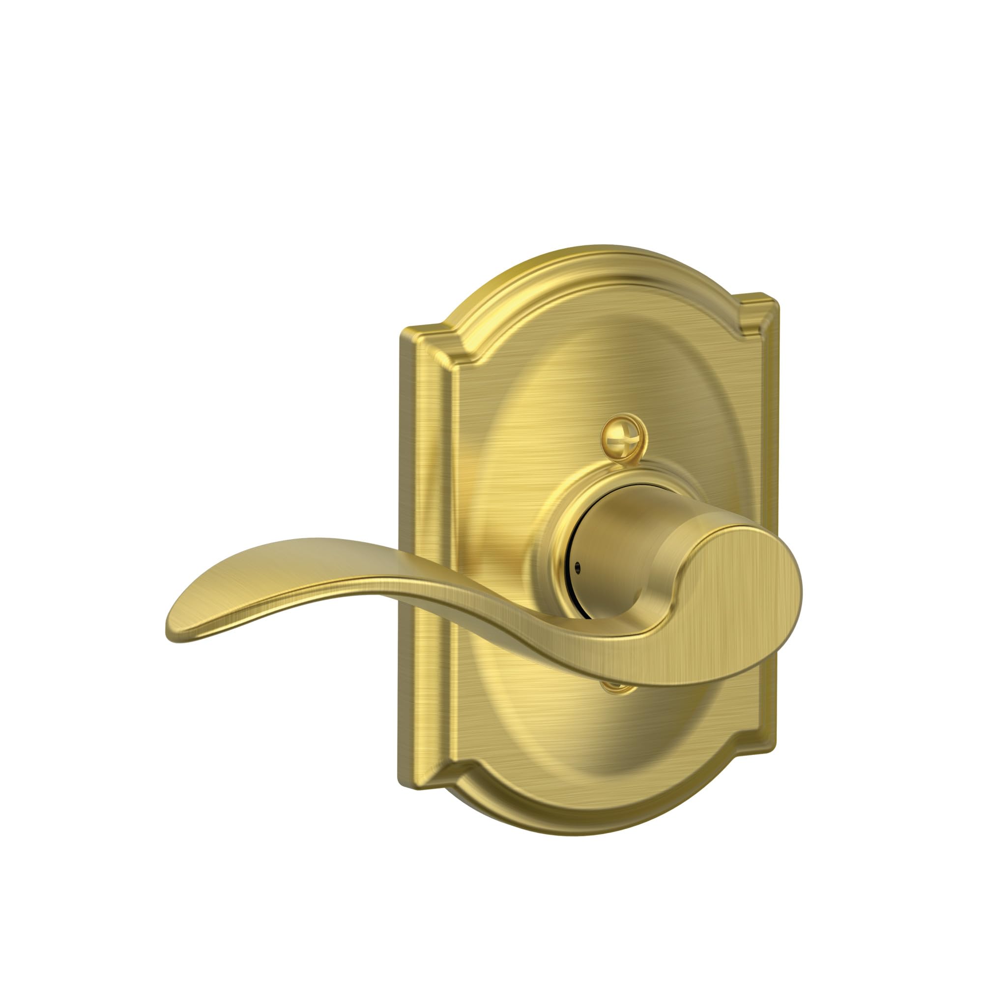 SCHLAGE Accent Lever with Camelot Trim Non-Turning Lock in Satin Brass - Left Handed - F170 ACC 608 CAM LH