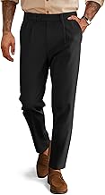 PJ PAUL JONES Mens Dress Pants Vintage Pleated Tapered Cropped Trousers Extended Waist Dress Pant Casual Slacks