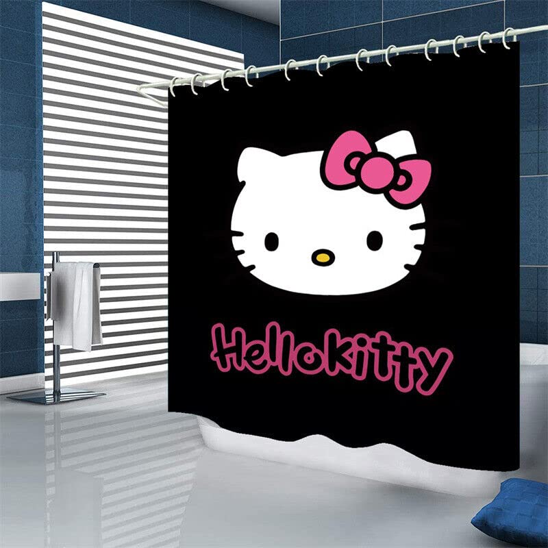 StarBlue-HGS Cartoon Kitty Lovely Cat Waterproof Shower Curtain Set Princess Kitten Little Cat Bathroom Shower Curtain