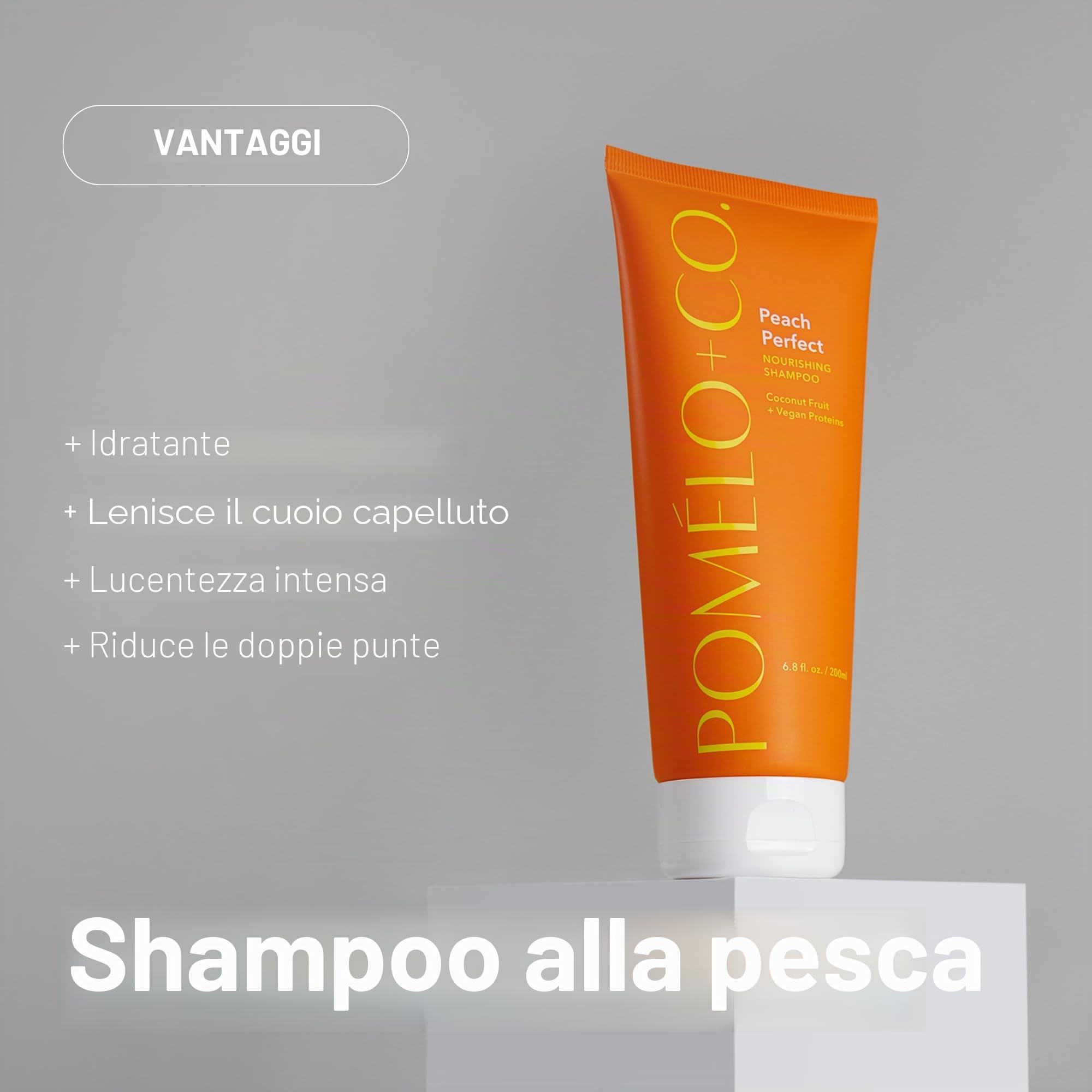 POMÉLO + CO. Peach Trio Maschera Shampoo Balsamo - 100% vegano idratante | per capelli secchi - set con ingredienti ricchi e nutrienti - routine completa in tre passaggi quotidiani