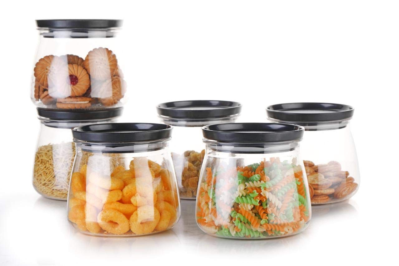 VIPREKHO Airtight Container Jar Matuki Shape For Kitchen Collection Perfect for Organizing Pantry Staples, Spices, and Snacks in Freshness and Essential Kitchen Organizer (6 Pcs) (Matuki)