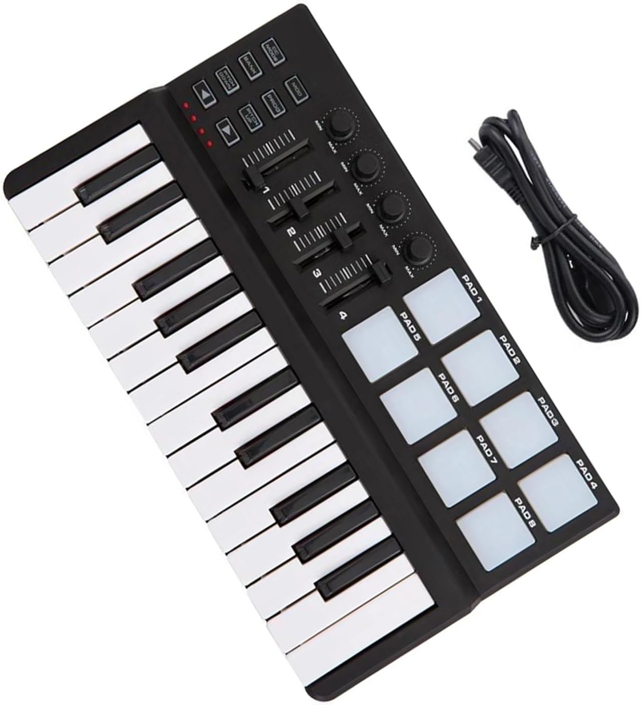 Mini Portable 25 Velocity-sensitive Keys USB Keyboard And Drum Pad Controller Electronic Keyboard Electronic Keyboards for Beginners