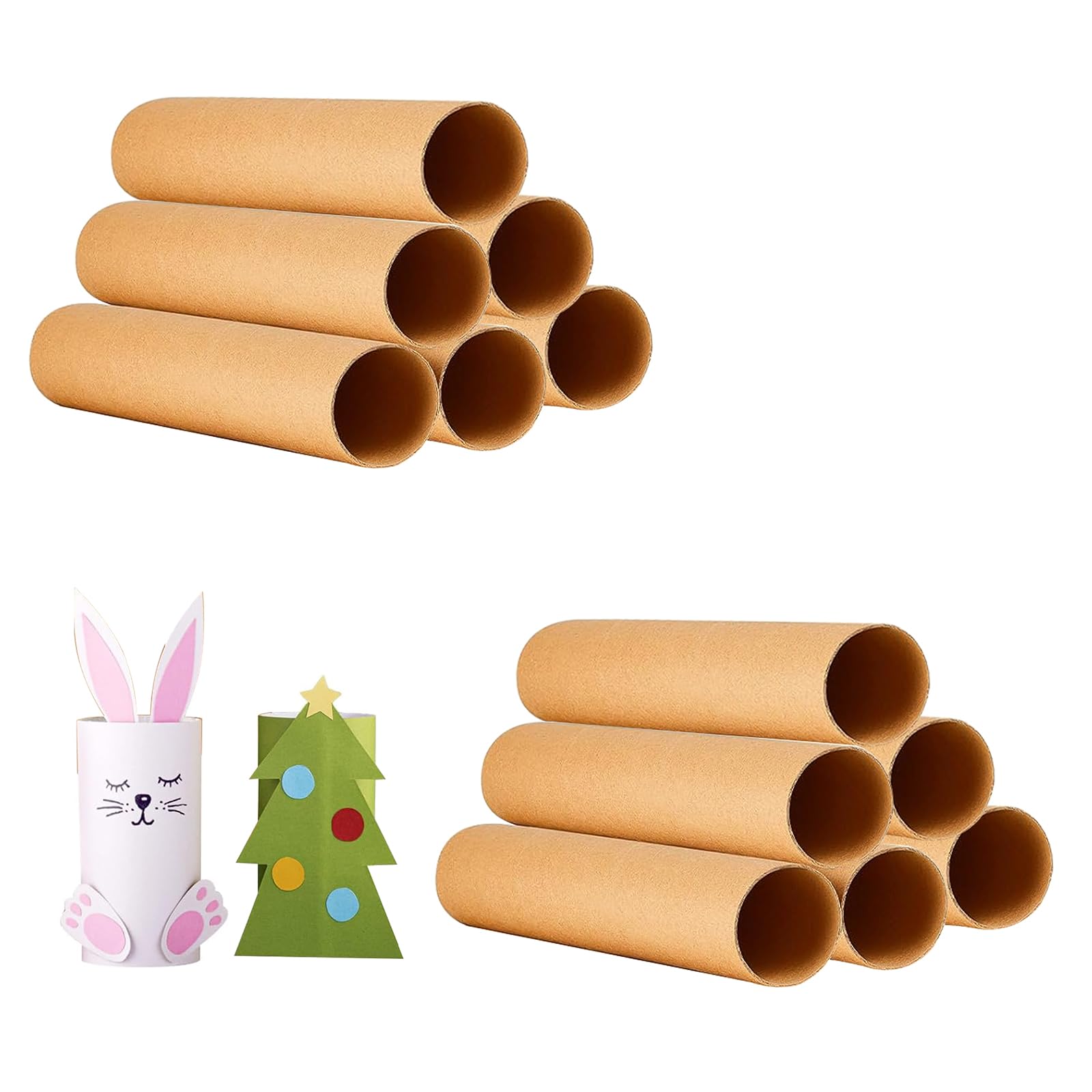 Hiyoo 12 PCS Cardboard Tubes for Crafts, Two Size Brown Toilet Paper Empty Rolls Round Thick Tubes for Classroom Family Handmade DIY Art Projects, 1.37x15.7 Inch and 1.77x15.7 Inch