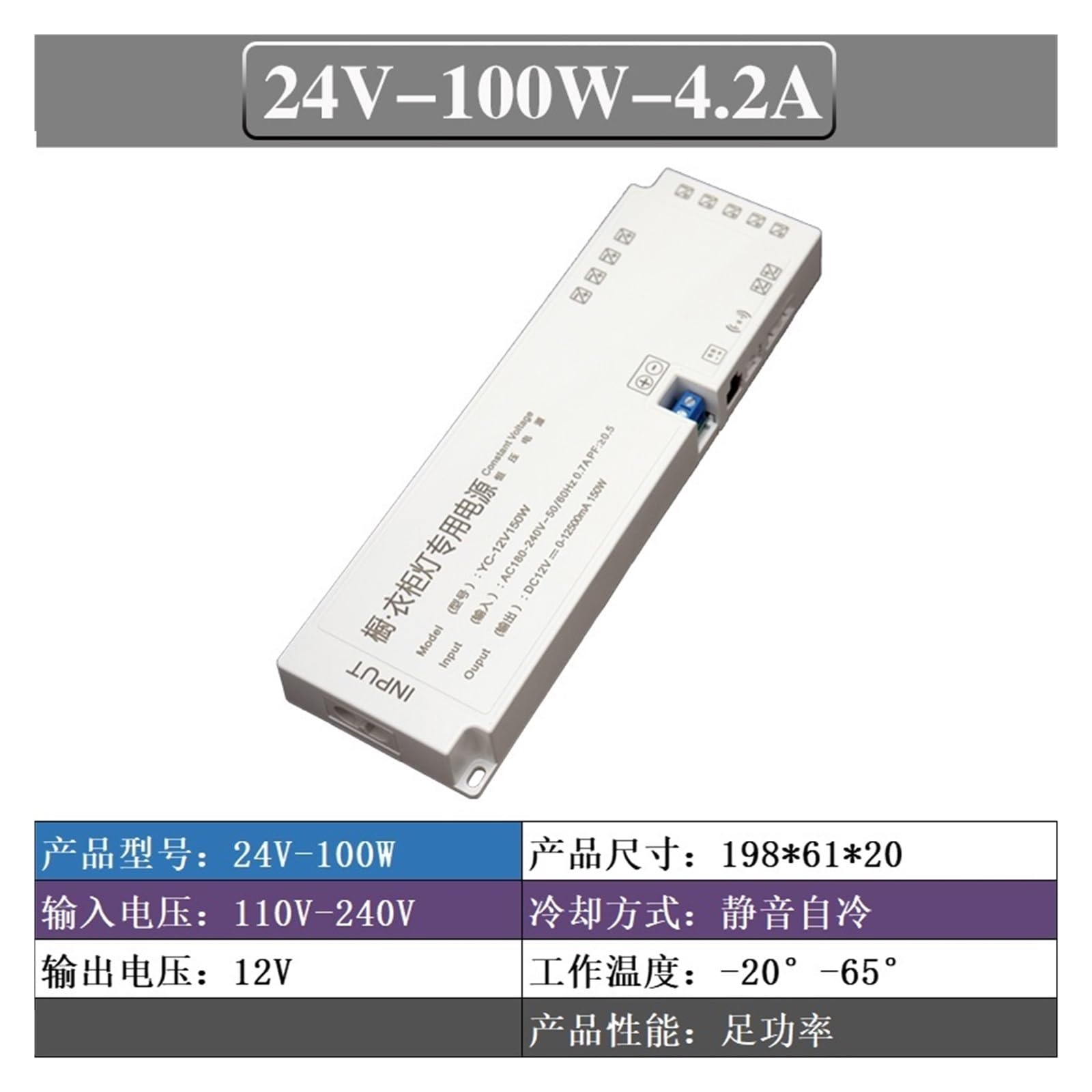 Alimentatore per illuminazione mobili | Uscita: 12V; Potenza: 36W/60W/100W(24V-100W Output 11 ports)