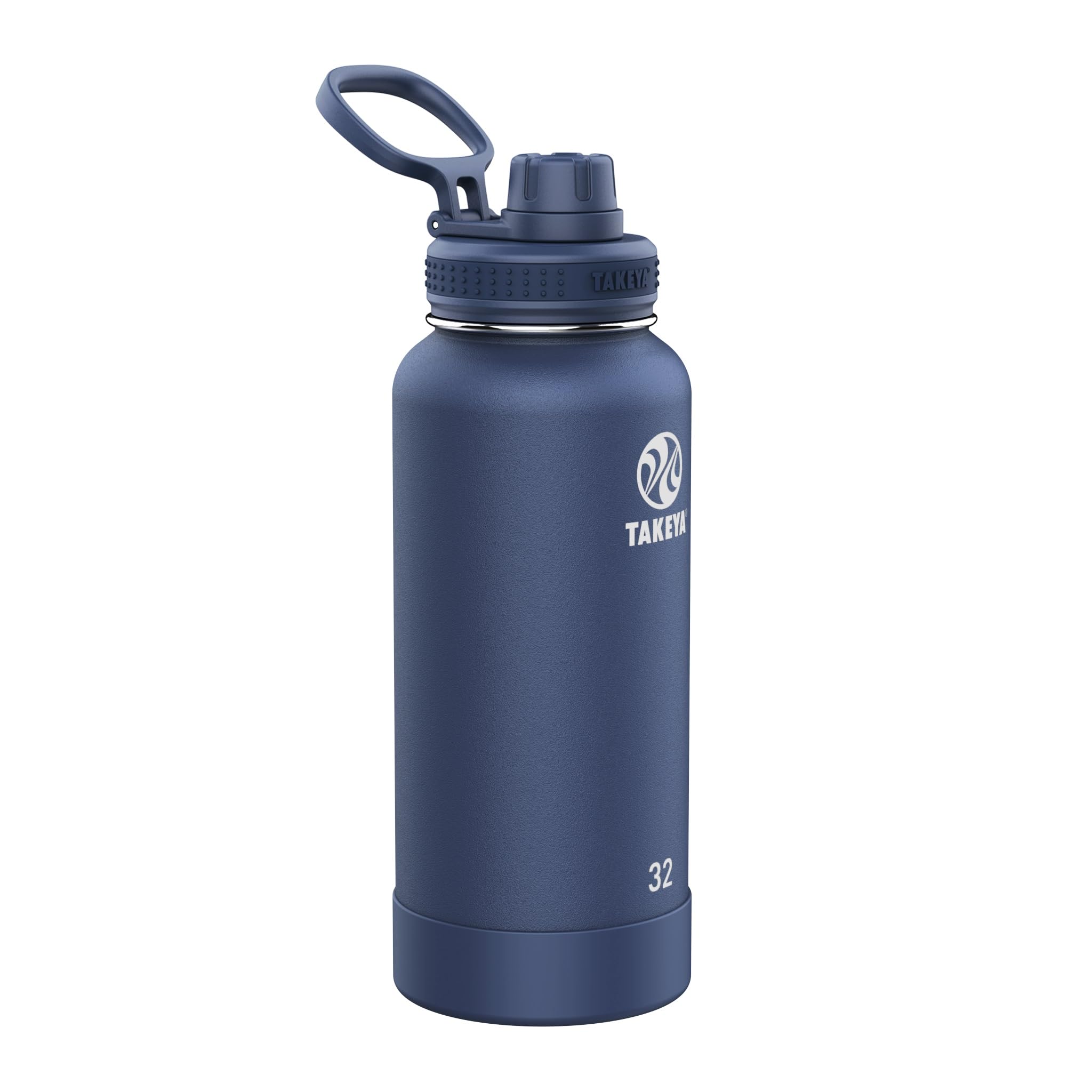 Takeya Actives Insulated Stainless Steel Water Bottle with Spout Lid, 32 Ounce, Midnight