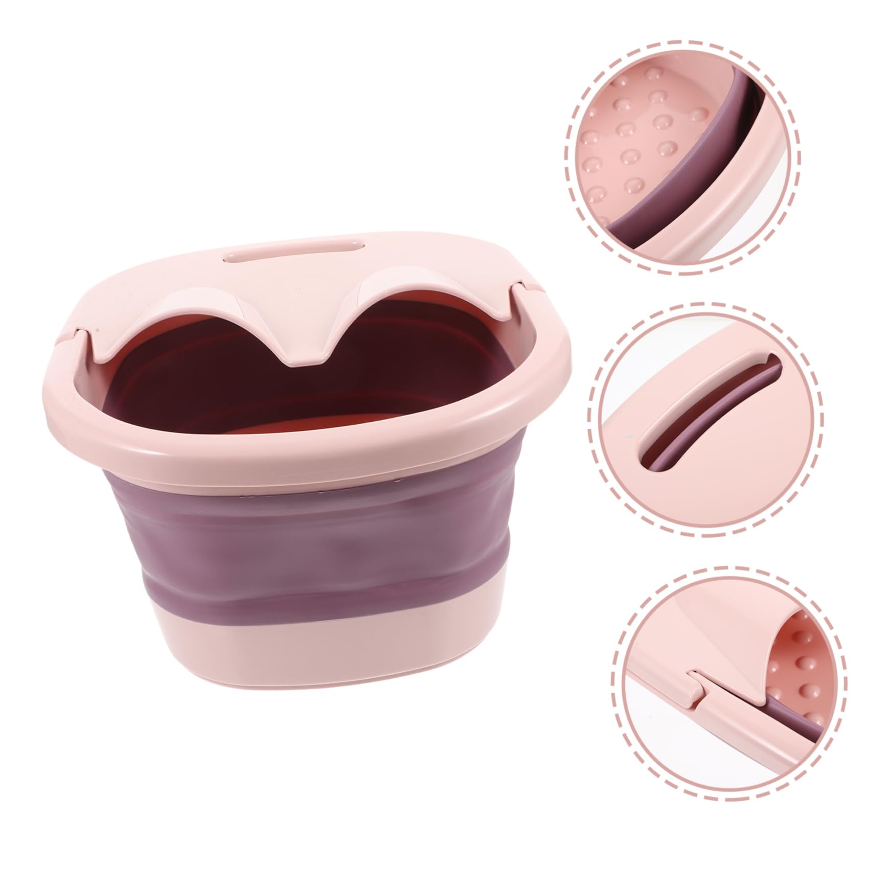 Bacinella Pieghevole per Pediluvio Rosa in Plastica e Silicone | Uso Outdoor e Travel, Funzione Self-service Massage, Aiuta a Rilassare i Piedi