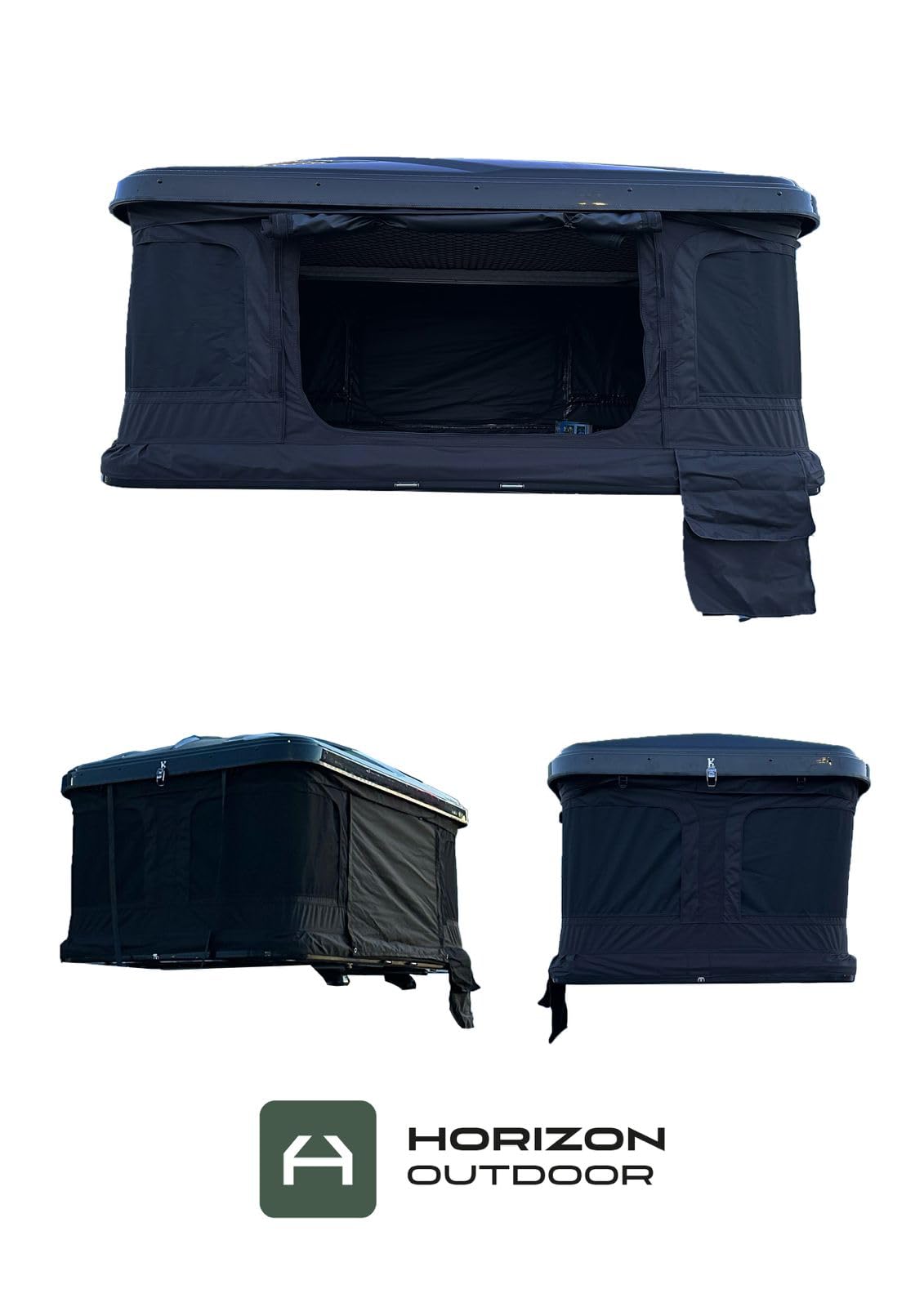 Horizon Outdoor Tienda de techo rígida de ABS ultraligera para coche SUV 4 x 4 – 2 personas, impermeable 3000 mm, colchón ergonómico, escalera retráctil, camping y Overlanding