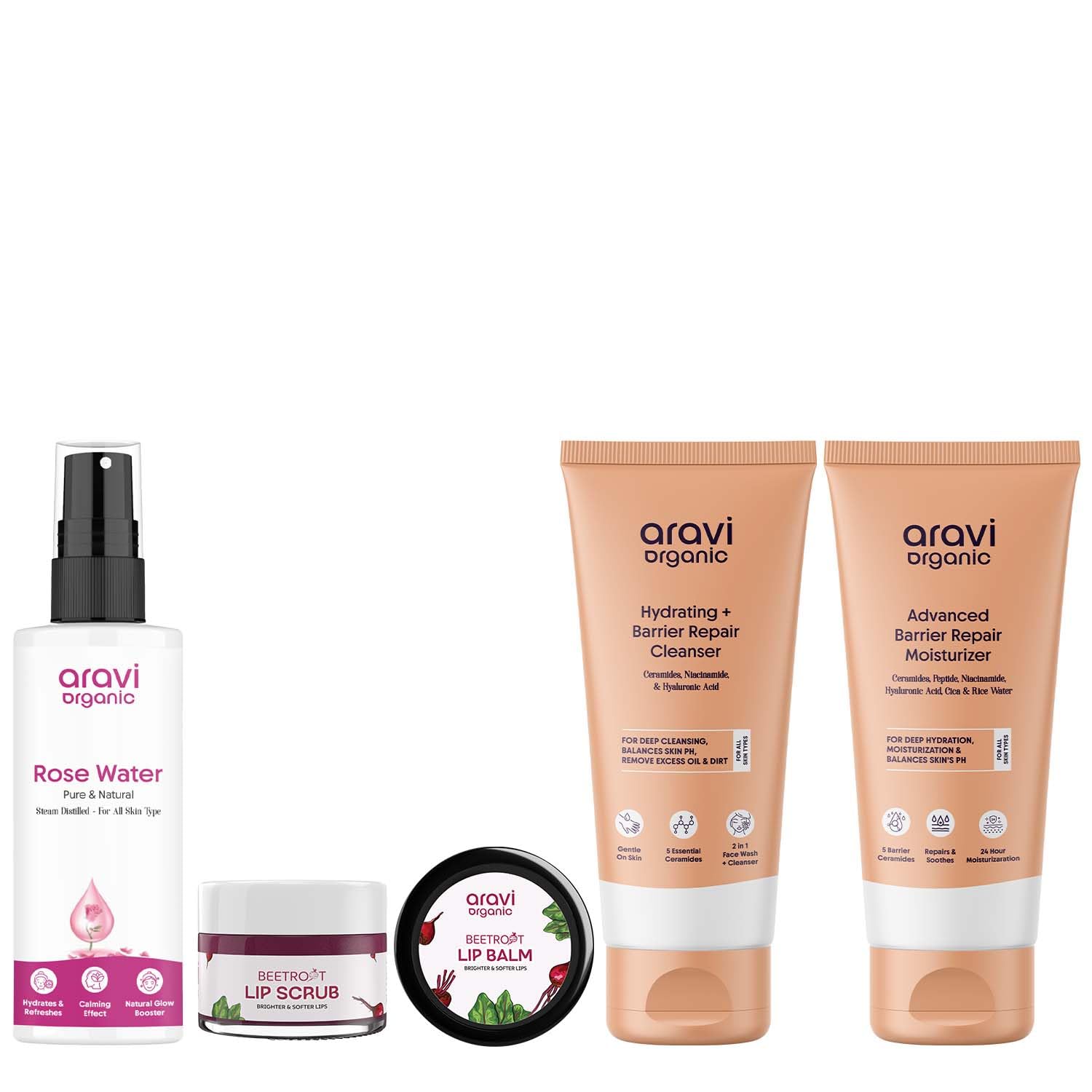 Aravi Organic Rose Water & Moisturizer & Cleanser & Lip Scrub & Lip Balm – Complete Natural Skincare & Lip Care Set for Hydrated, Glowing Skin & Soft Lips-image-31