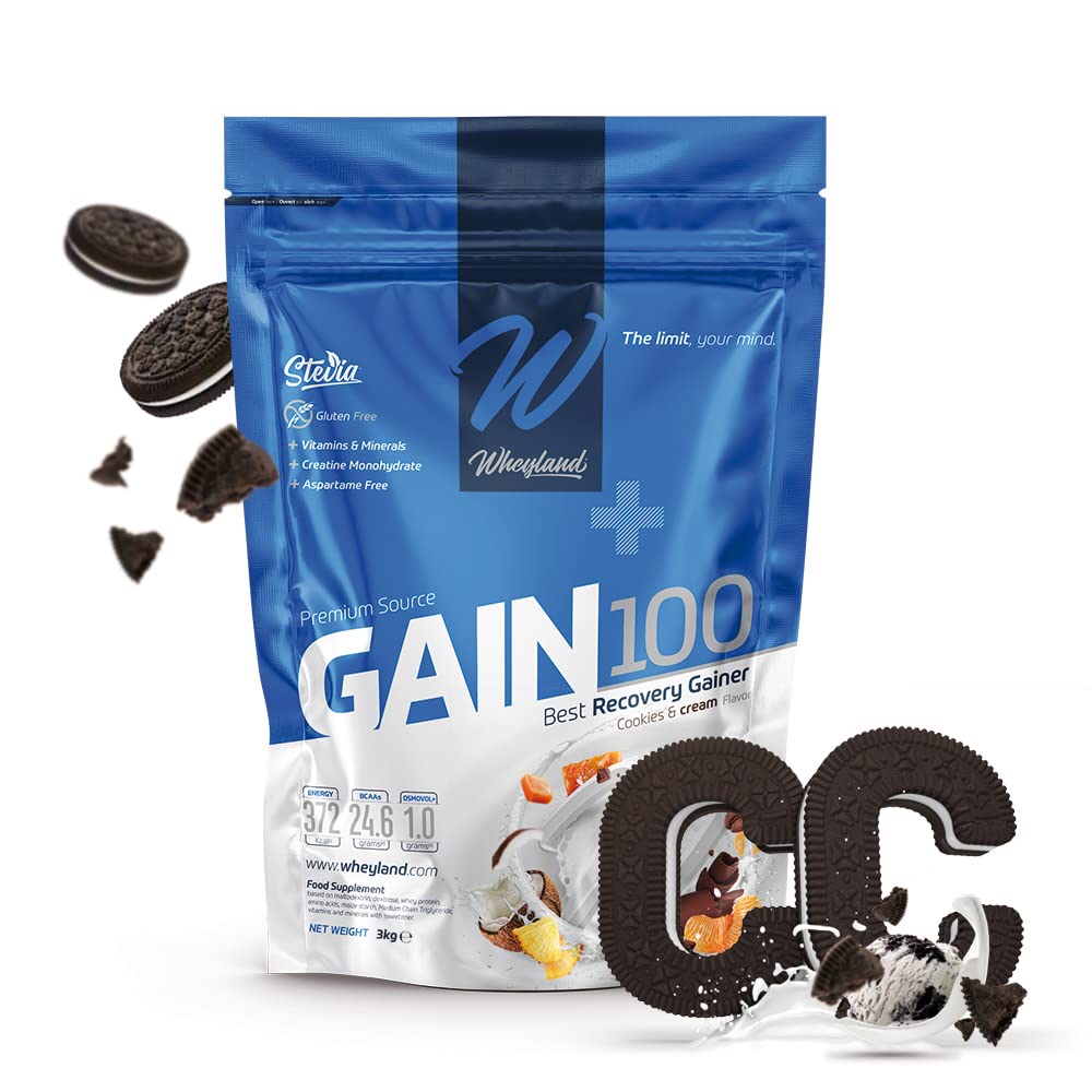 Gain100 - Premium Source Best Recovery Gainer 3000 Gr Cookies & Cream ganador de peso masa muscular