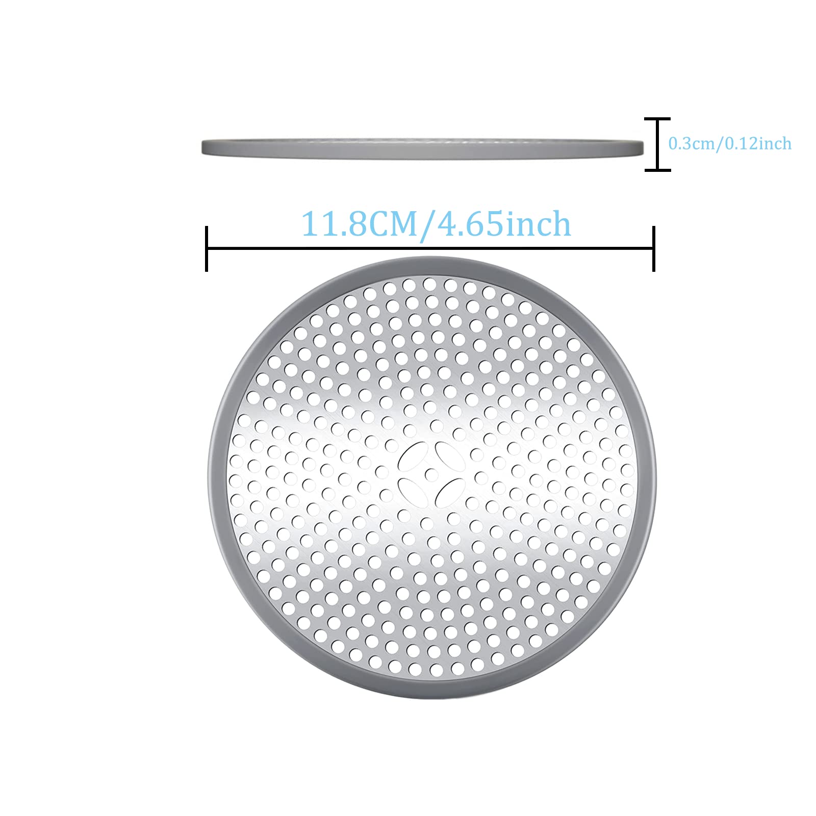 2Pack Shower Drain Hair Catcher Stainless Steel & Silicone Bath Shower Drain Protector Mesh Sink Strainer Drain Filter Shower Plughole Cover for Bathroom/Kitchen/Floor/Tub/Flat Prevent Drain Clog - Image 3